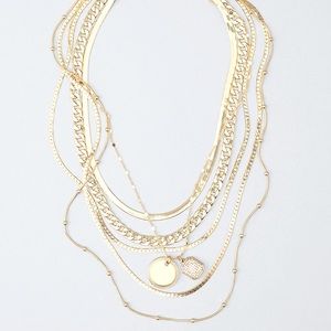 New WHBM Gold MULTI-STRAND NECKLACE